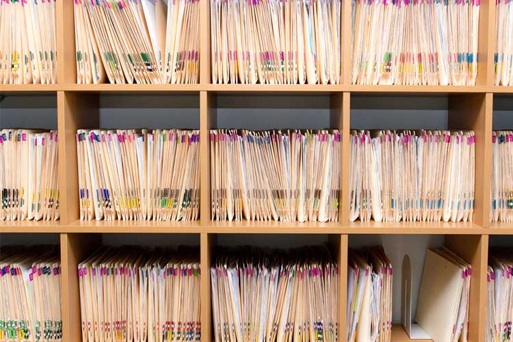 health information files on shelf