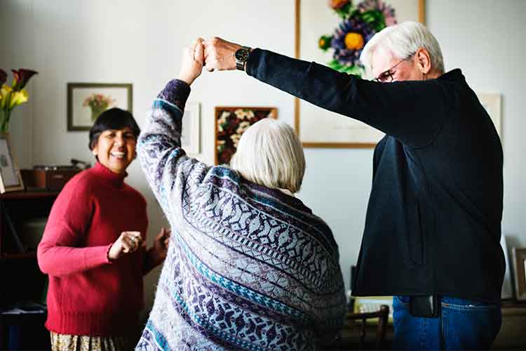 Older couple dancing