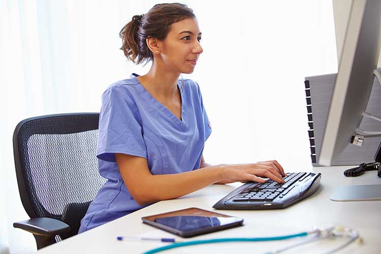 nurse conducting telehealth service