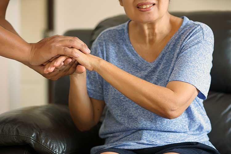 nurse comforting client