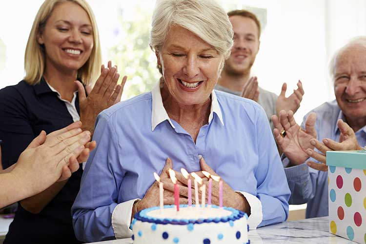 older nurse celebrating birthday