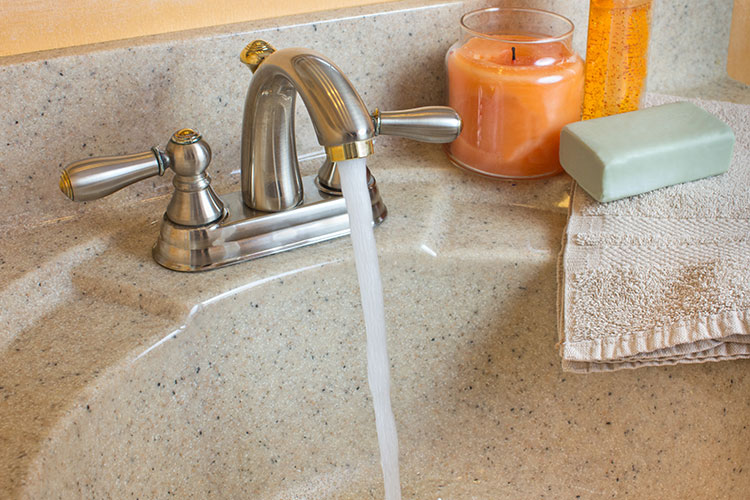 bathroom sink in client home