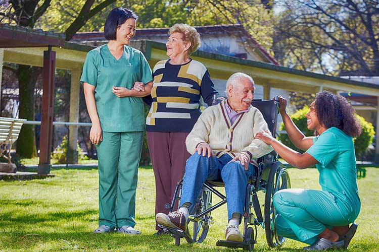 aged care staff with clients