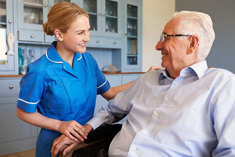 care worker with client